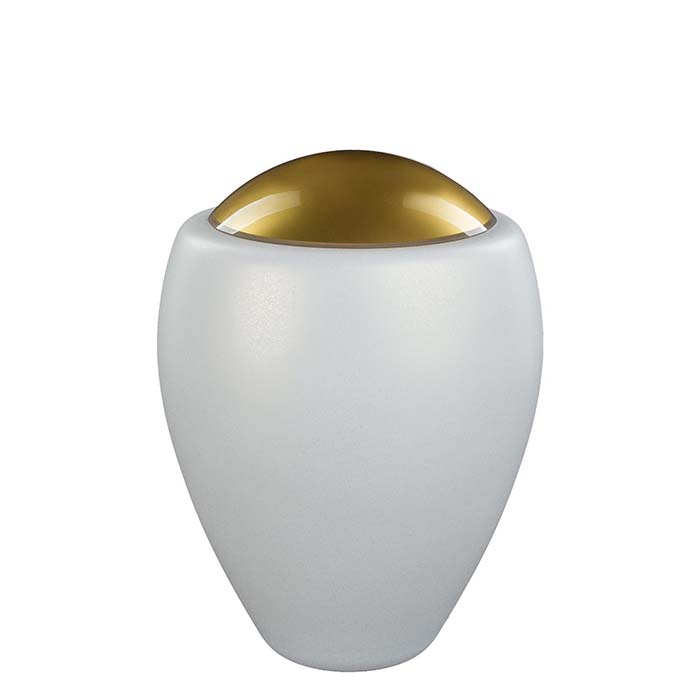 Glazen Urn Vorstwit - Gouden Deksel (4 liter)