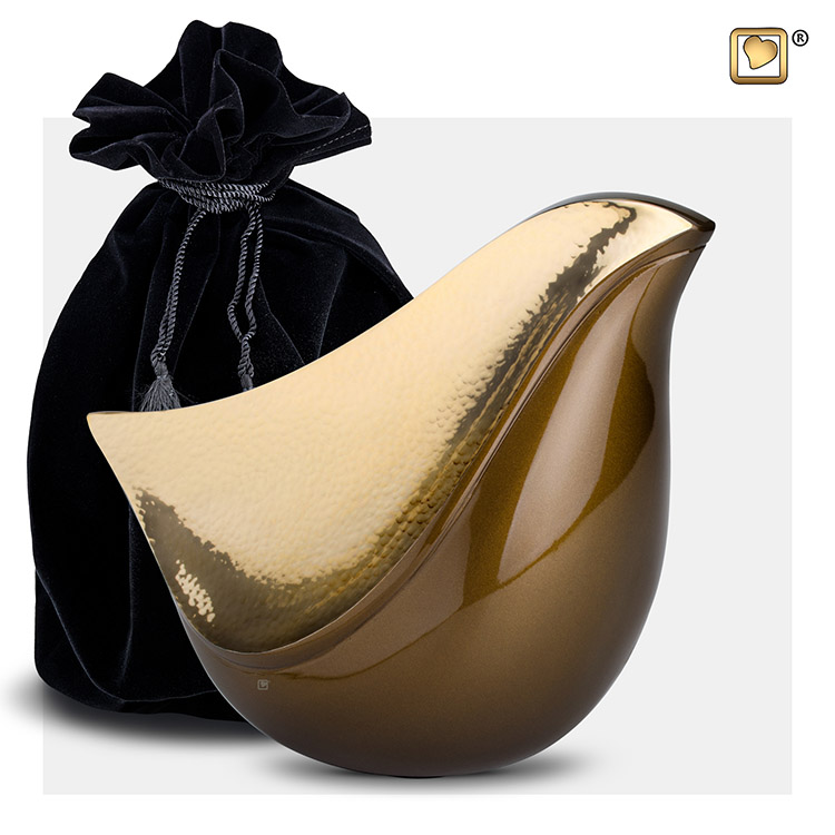 Lovebird Urn Golden Brown - Gehamerd Goud (1.6 liter)