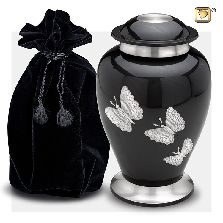 Grote LoveUrns Urn Midnight Black, Vlinders (3.2 liter)