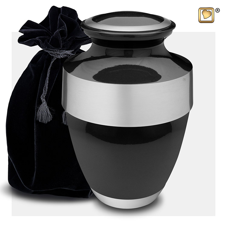 Grote LoveUrns Urn Midnight Black - Matzilver (3.2 liter)