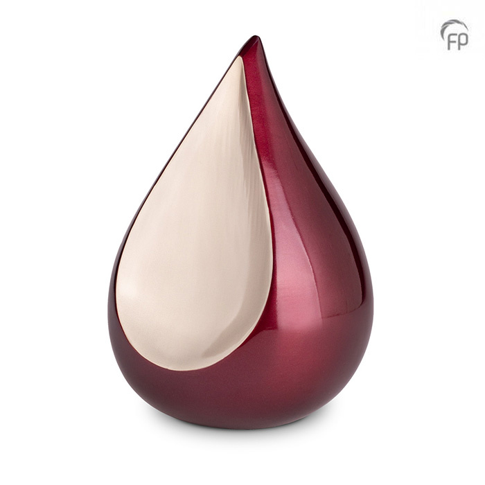 Grote Teardrop Urn Bordeaux - Matzilver (3.3 liter)