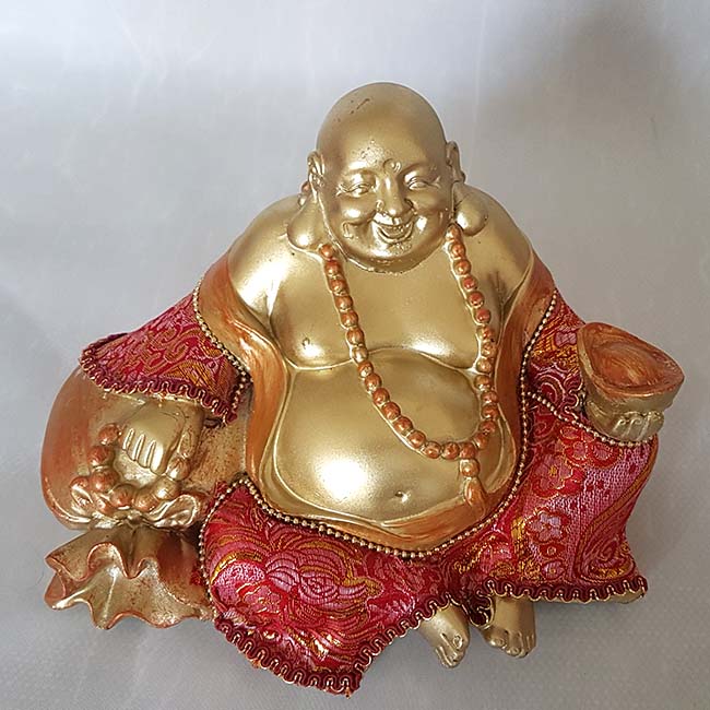 Beklede Happy Boeddha Urn Shiny Gold (1 liter)