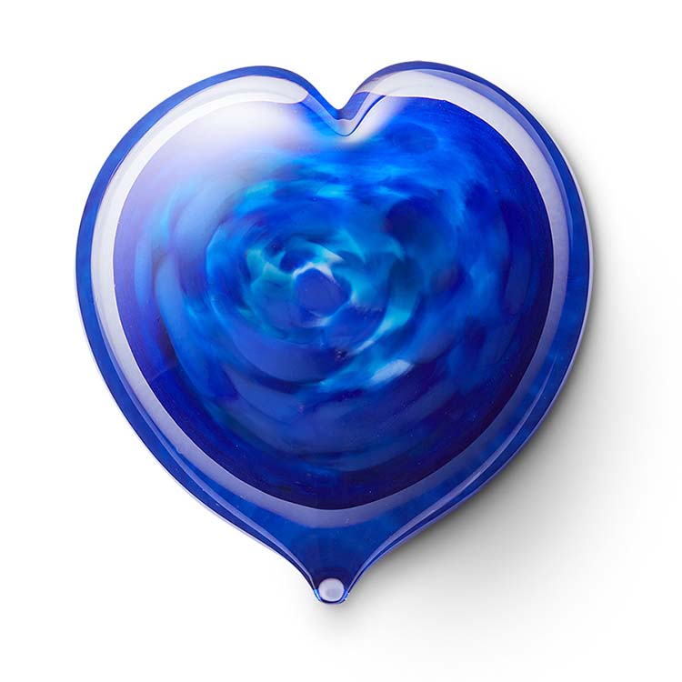 Kristalglazen Hart Urn Blauw Opaque (0.05 liter)
