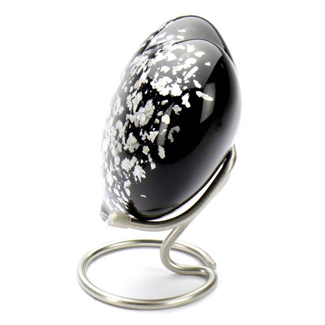 Kristalglazen Hart Urn Zwart-Zilver Opaque (0.18 liter)