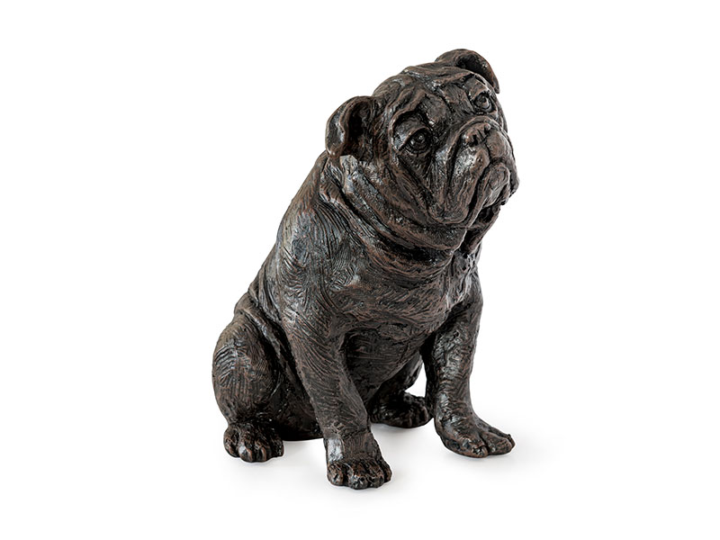 Hondenurn of Asbeeld zittende Bulldog (2 liter)