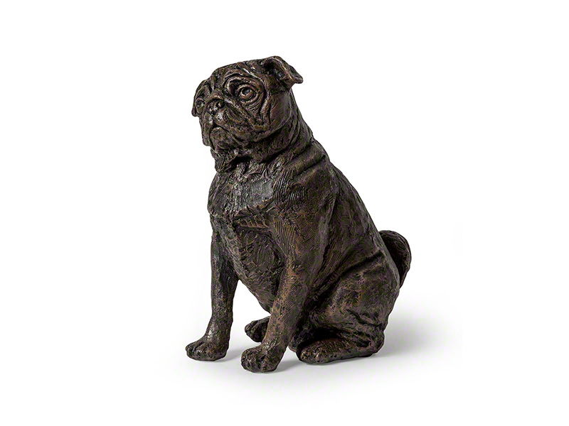 Hondenurn of Asbeeld Zittende Mopshond (ca. 1.2 liter)