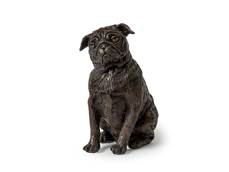 Hondenurn of Asbeeld Zittende Mopshond (ca. 1.2 liter)