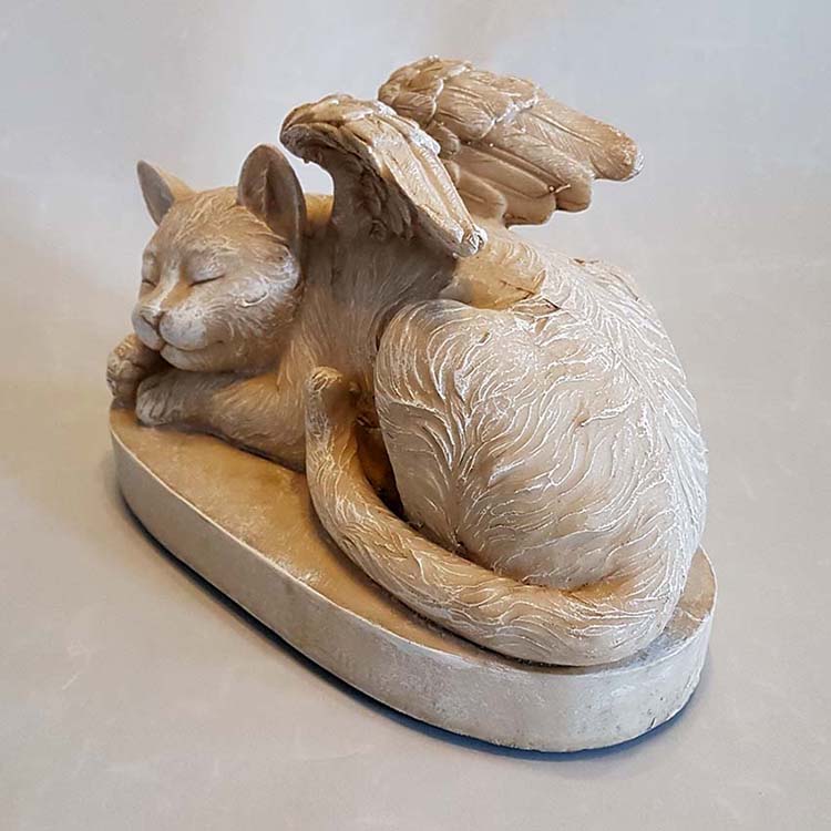 Katten Urn of Katten Asbeeld op Sokkel, Kat met Engel Vleugels (1.5 liter)