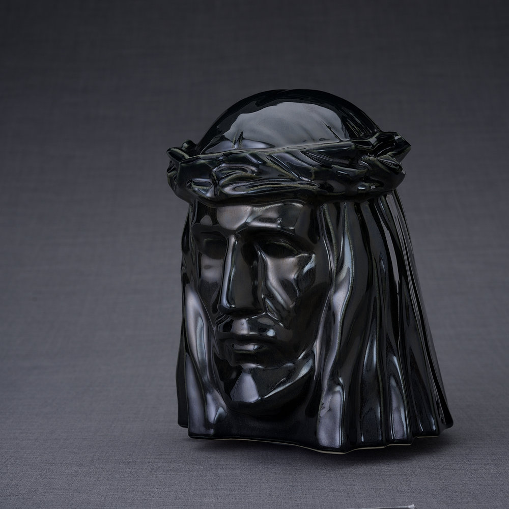 Keramische Crematie As Urn De Christus Black Gloss (5.1 liter)