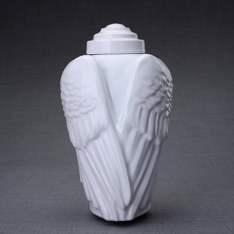 Keramische Crematie As Urn Wings White (3.1 liter)
