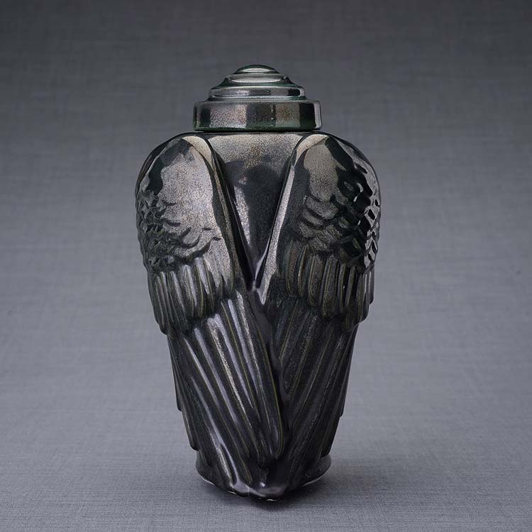 Keramische Crematie As Urn Wings Antraciet (3.1 liter)