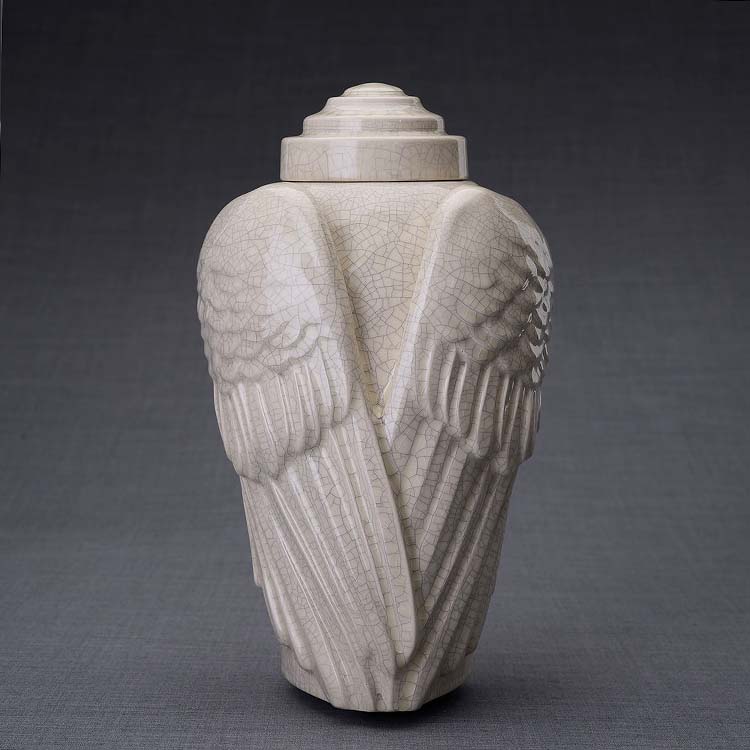 Keramische Crematie As Urn Wings Craquele (3.1 liter)