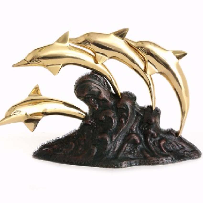 Bronzen Mini Asbeeld Spelende Dolfijnen (0.3 liter)