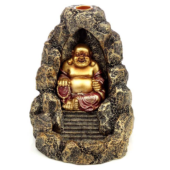 Happy Boeddha Cave Urn, Backflow Wierookhouder (0.5 l.)