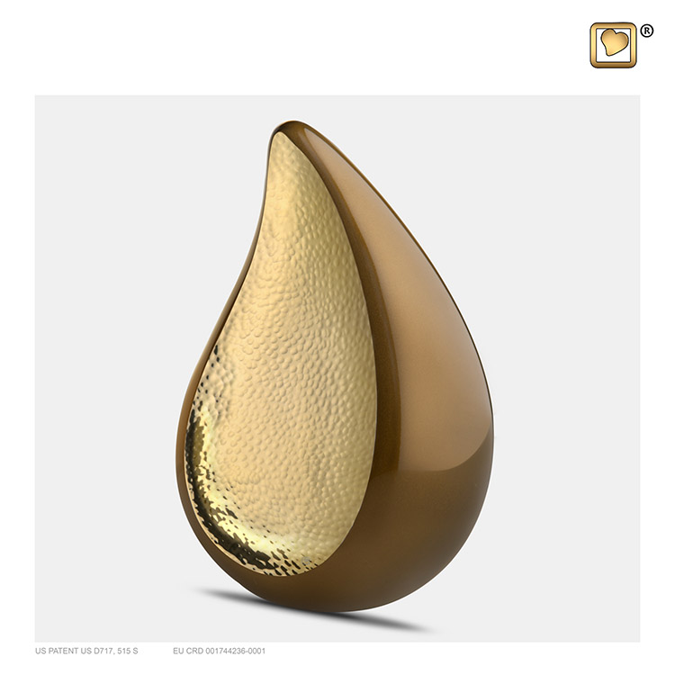 Kleine Teardrop Urn Golden Brown - Gehamerd Goud (0.4 liter)