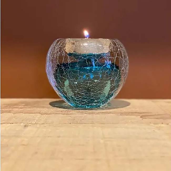 Miniurn met Waxinelichtje Tiffany-Blue Krakele (0.09 liter)