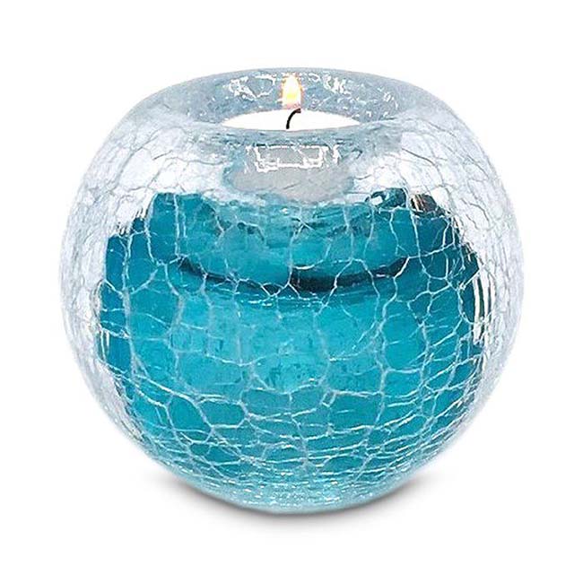 Miniurn met Waxinelichtje Tiffany-Blue Krakele (0.09 liter)