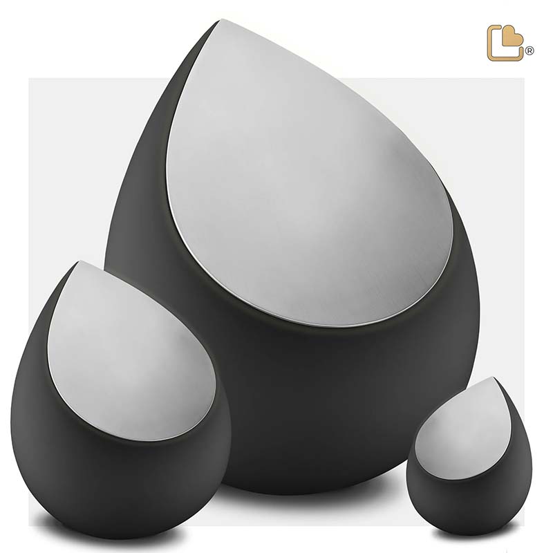 Teardrop Urnen Voordeelset Matzilver - Zwart (5.75 liter totaal)