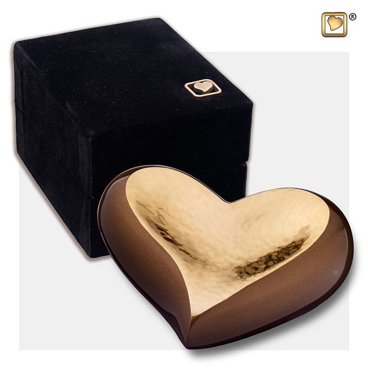 LoveUrns Design Hart Urn Golden Brown - Gehamerd Goud (0.05 liter)