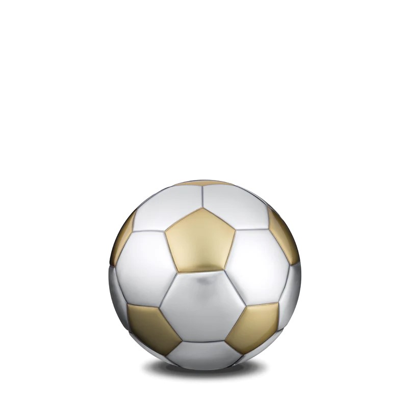 Mini Voetbal Urn Geborsteld Goud en Zilver (0.065 liter)