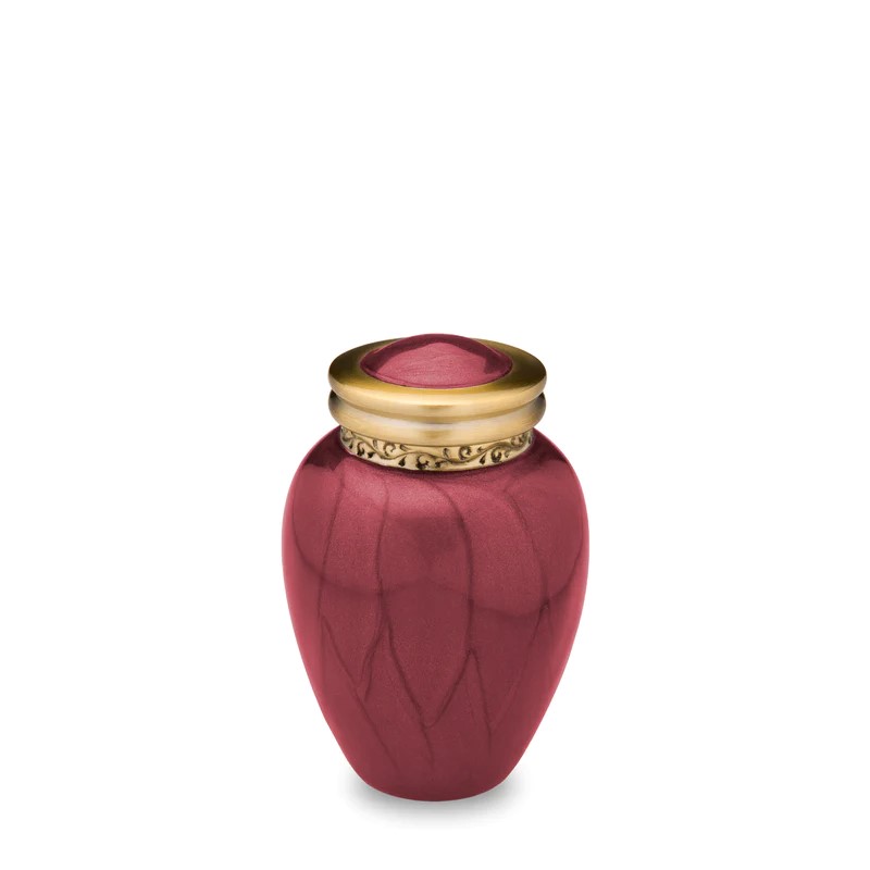 Mini Blessing Urn Roodmarmer, Gouden Sierrand (0.085 liter)