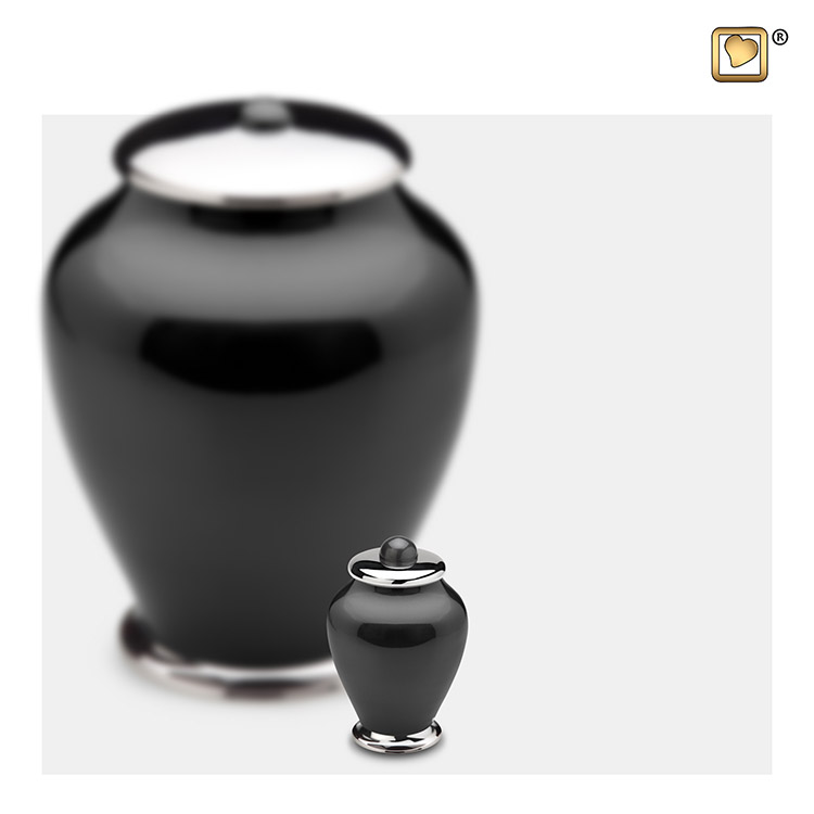 LoveUrns Mini Simplicity Urn Zwart-Zilver (0.075 liter)