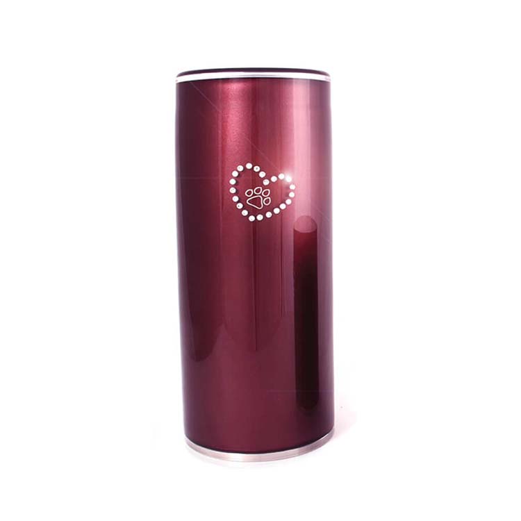 Medium Kristalglazen Cilinder Dierenurn Bordeaux Hart (1 liter)