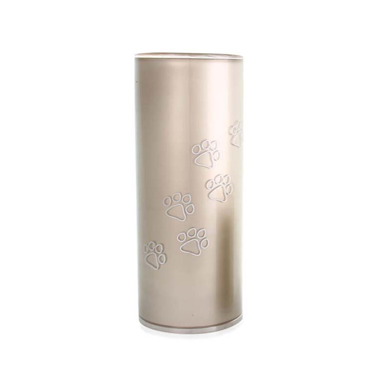 Medium Kristalglazen Cilinder Dierenurn Cappuccino Pootafdruk (1 liter)