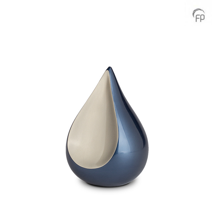 Kleine Teardrop Urn Blauw - Matzilver (0.7 liter)