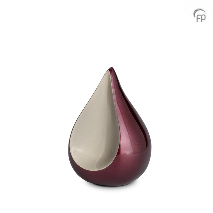 Kleine Teardrop Urn Bordeaux - Matzilver (0.7 liter)