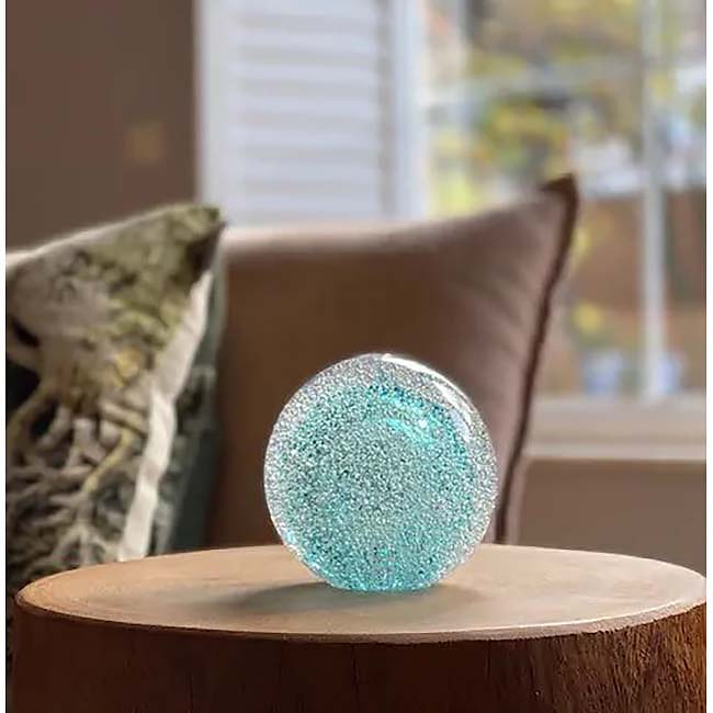 Kristalglazen Mini Bol Urn Stardust Bulb Tiffany Blue (0.08 liter)