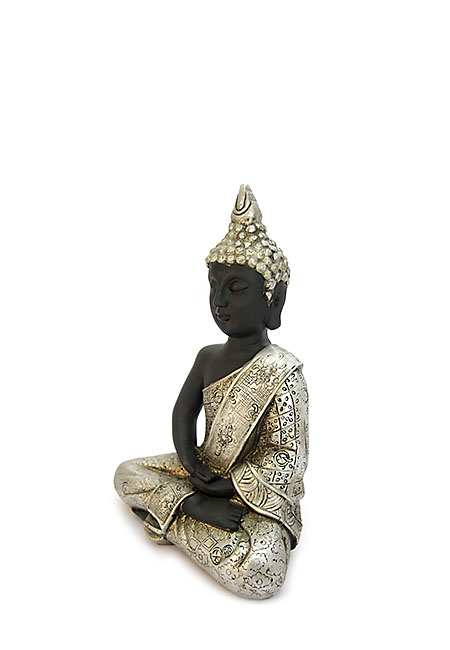 Thaise Meditatie Boeddha Mini Dierenurn Zwart - Zilver (0.15 liter)