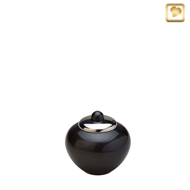 LoveUrns Mini Simplicity Pot Urn Zwart-Zilver (0.075 liter)