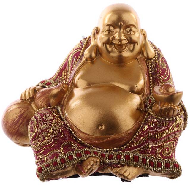 Beklede Happy Boeddha Dierenurn Shiny Gold (0.15 liter)