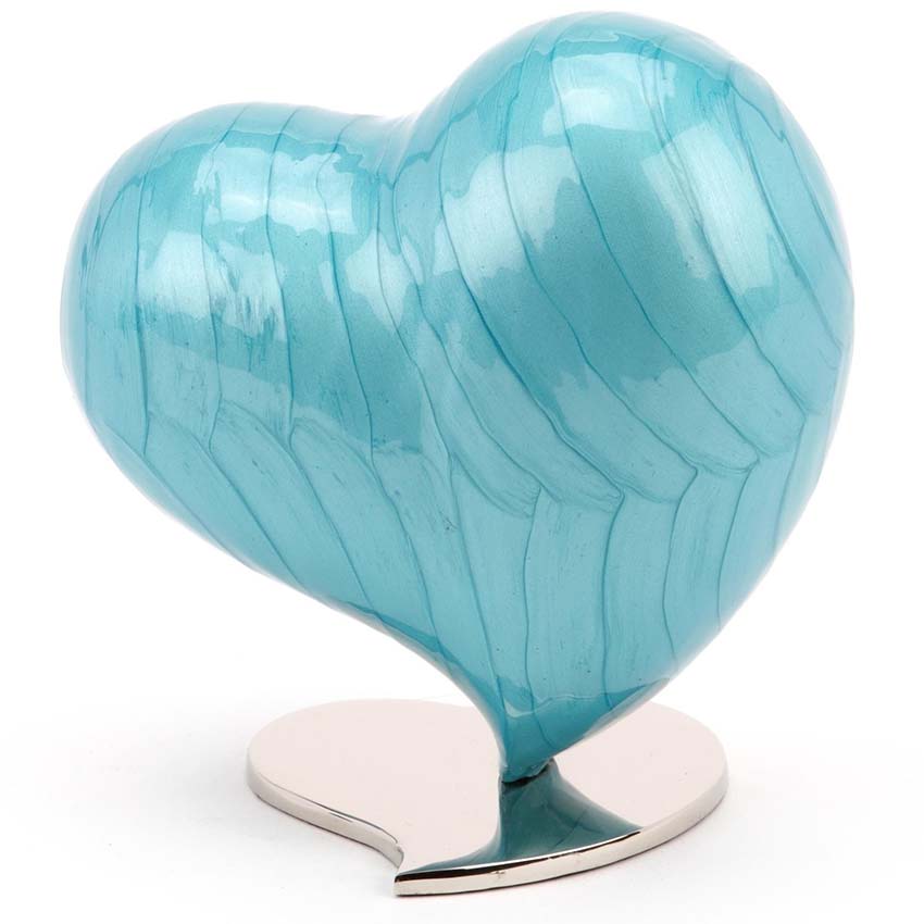 Grote Mother of Pearl Hart Urn Azuurblauw (3.6 liter)