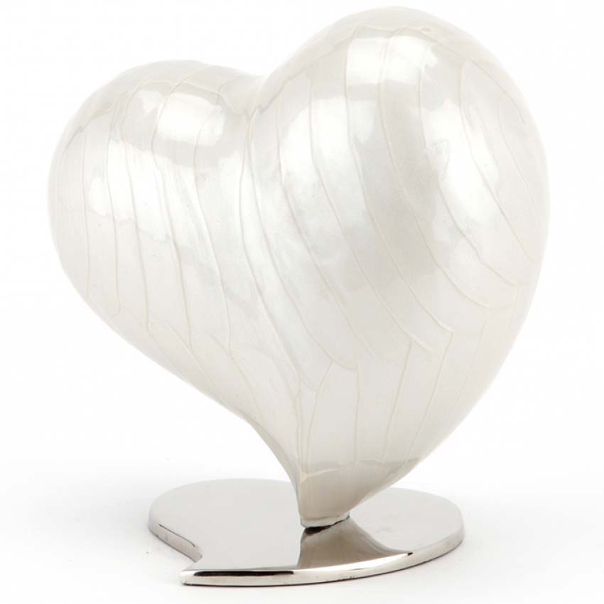 Grote Mother of Pearl Hart Urn Parelwit (3.6 liter)