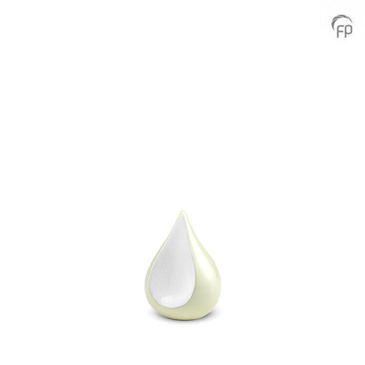 Mini Teardrop Dierenurn Ivoor - Witte Inlay (0.15 liter)