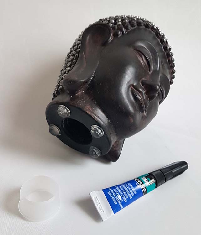 Kleine Thaise Boeddha Hoofd Urn Zwart-Zilver (0.5 liter)