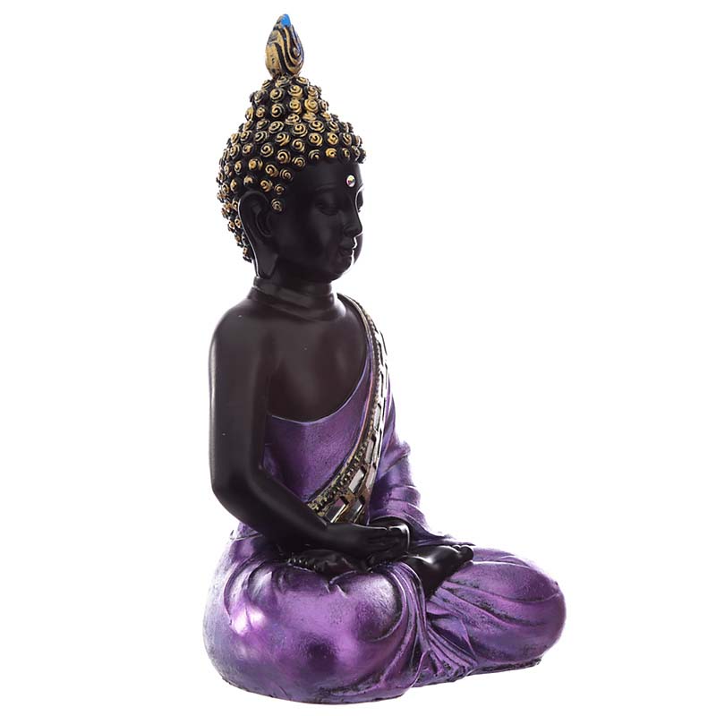 Thaise Meditatie Boeddha Dierenurn  Paars - Zwart (0.9 liter)