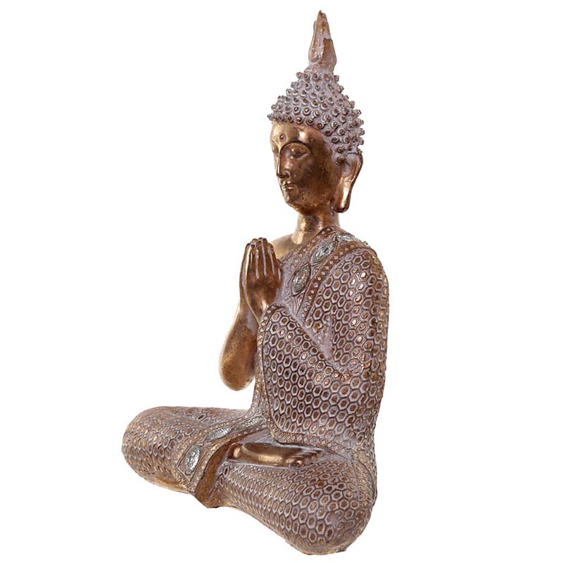 Thaise Meditatie Boeddha Dierenurn  Oudgoud - Wit (0.75 liter)