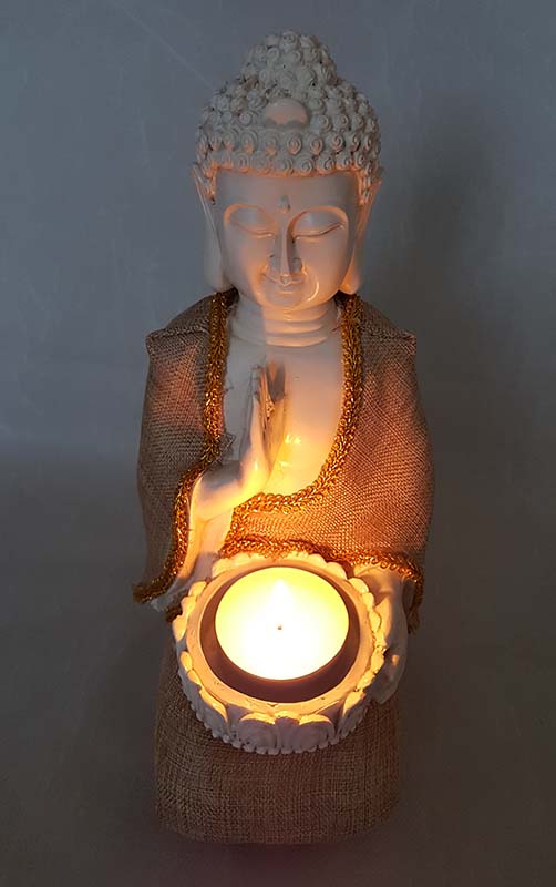 Witte Vredes-Boeddha Dierenurn, Grote Waxinelichthouder (2 liter)