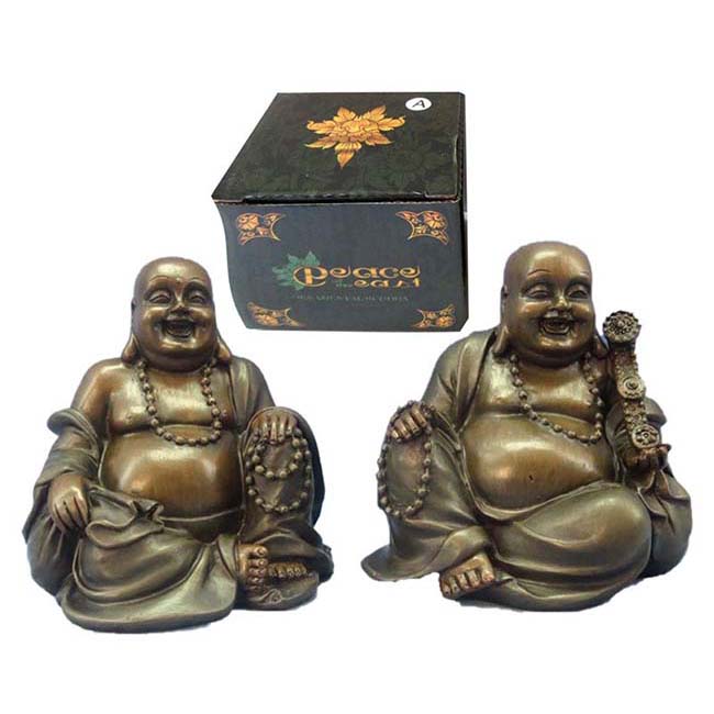 XS Urntje Happy Boeddha Brons Links (0.07 liter)