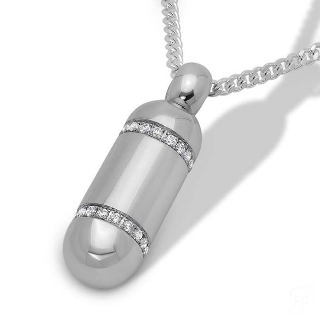Zilveren Assieraad Capsule Zirkonia Ringen, inclusief Zilveren Collier